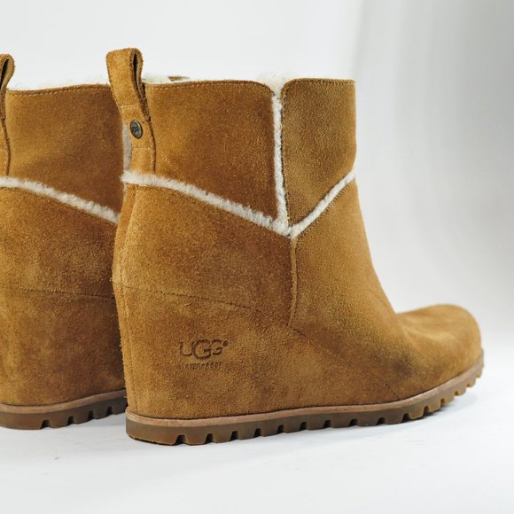 UGG Women's Marte Wedge Booties Chestnut Color - Picture 5 of 12